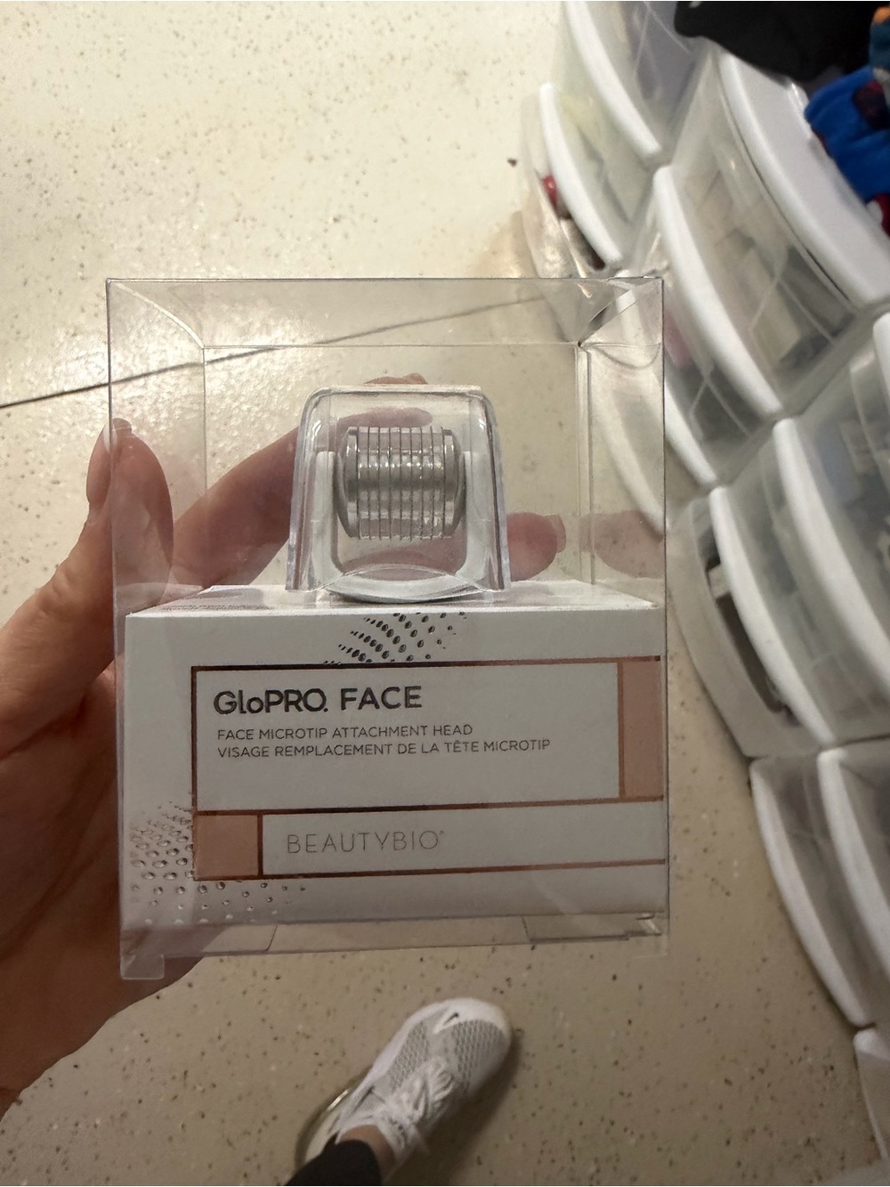 BeautyBio GloPRO Face Micropoint Replacement Head - White & Rose Gold